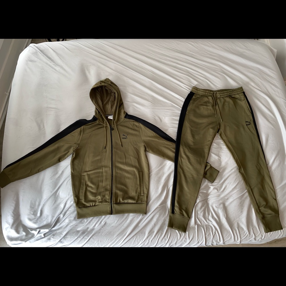 PUMA MEN'S OLIVE GREEN SWEATSUIT (Size L)